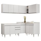 Armário De Cozinha Modulado De Canto 6 Peças Cp28 Balcão Sem Tampo Branco - Lumil