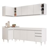 Armário De Cozinha Modulado De Canto Direito 5 Peças Cp43 Balcão Sem Tampo Branco - Lumil