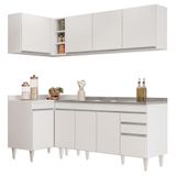 Armário De Cozinha Modulado De Canto Direito 4 Peças Cp42 Com Pia Inox Branco - Lumil