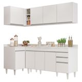 Armário De Cozinha Modulado De Canto Direito 4 Peças Cp41 Balcão Com Tampo Branco - Lumil