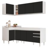 Armário De Cozinha Modulado De Canto Direito 4 Peças Cp40 Balcão Sem Tampo Branco/preto - Lumil