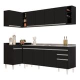 Armário De Cozinha Modulado De Canto Direito 5 Peças Cp45 Com Pia Inox Preto - Lumil