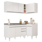 Armário De Cozinha Modulado De Canto Esquerdo 4 Peças Cp48 Com Pia Inox Branco - Lumil