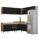 Armário De Cozinha Modulado De Canto 7 Peças Cp19 Balcão Sem Tampo Castanho/preto - Lumil