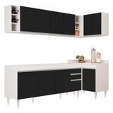 Armário De Cozinha Modulado De Canto Esquerdo 5 Peças Cp52 Balcão Sem Tampo Branco/preto - Lumil