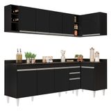 Armário De Cozinha Modulado De Canto Esquerdo 5 Peças Cp53 Balcão Com Tampo Preto - Lumil