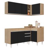 Armário De Cozinha Modulado De Canto Esquerdo 4 Peças Cp46 Balcão Sem Tampo Castanho/preto - Lumil