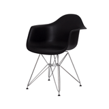 Cadeira Eiffel Eames C/ Braço Base Cromada Preta