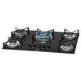 Fogão Cooktop Fischer 5q Tripla Chama Gás Mesa Vidro Preto Bivolt