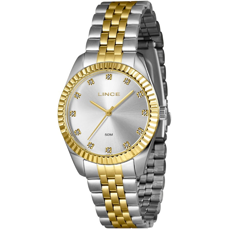 Relógio De Pulso Analógico Feminino Classic Prata/dourado Lrtj152l36 - Lince