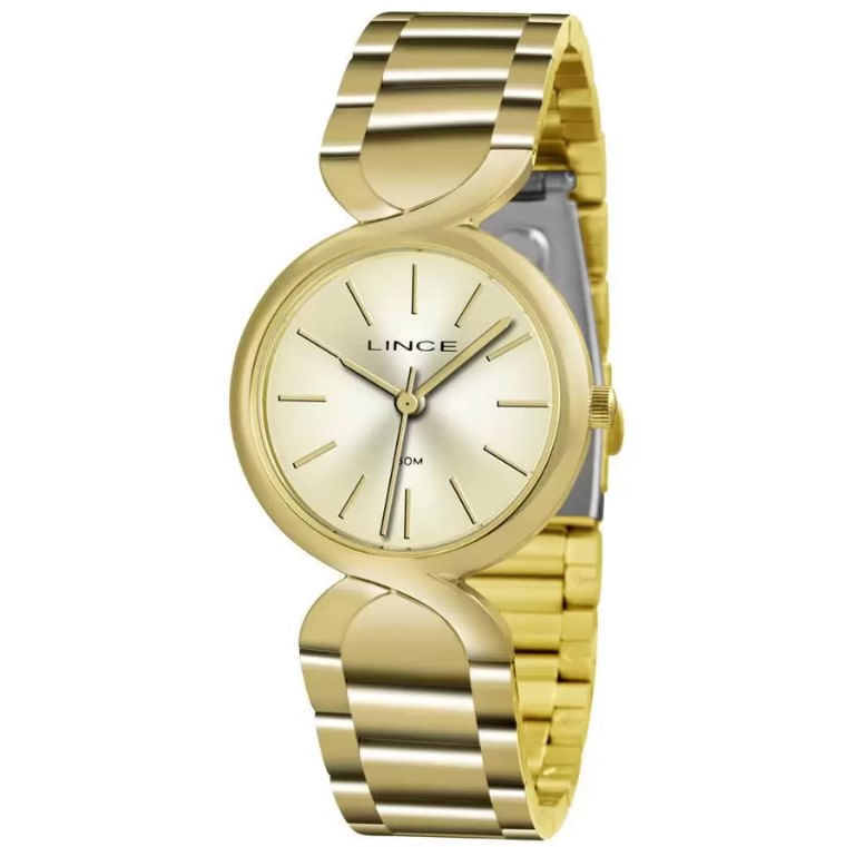 Relógio De Pulso Analógico Feminino Funny Dourado Lrgh048l - Lince