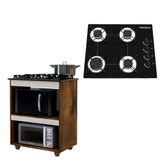 Kit Balcão Cooktop Turim Com Fogão Cooktop 4 Bocas Chamalux