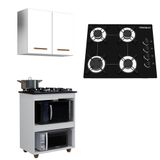 Kit Cozinha Balcão Armário Turim E Cooktop 4 Bocas Chamalux