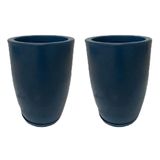 Kit 2 Vaso Para Plantas Coluna Liso Azul Polietileno Premium 53cm X 33cm X 22cm Mato Verde