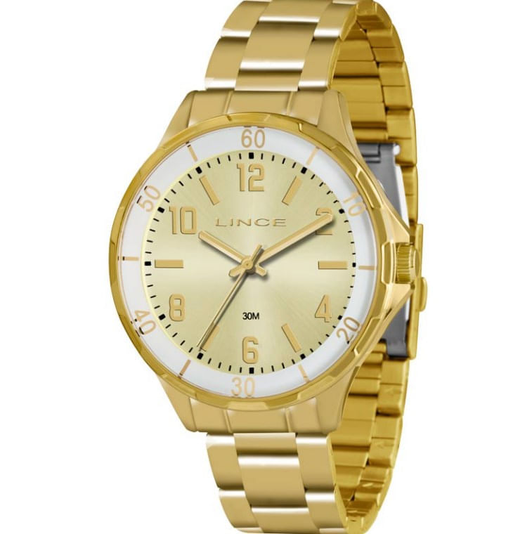 Relógio Analógico Feminino Dourado Lrg4316l C2kx - Lince