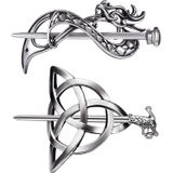 2 Pcs Celtic Hair Acessórios Dragon Hairpin Hair Sticks Tri