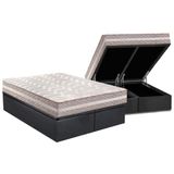 Cama Box Baú Queen: Colchão Anatômico Paropas D33 / Ag65 Confort + Base Crc Suede Gray(158x198)