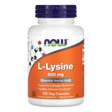 L-lisina 500mg Now Foods L-lysine 100 Veg Caps Importado