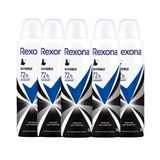 Kit Desodorante Aerosol Rexona Feminino Invisible 150ml - 5 Unidades