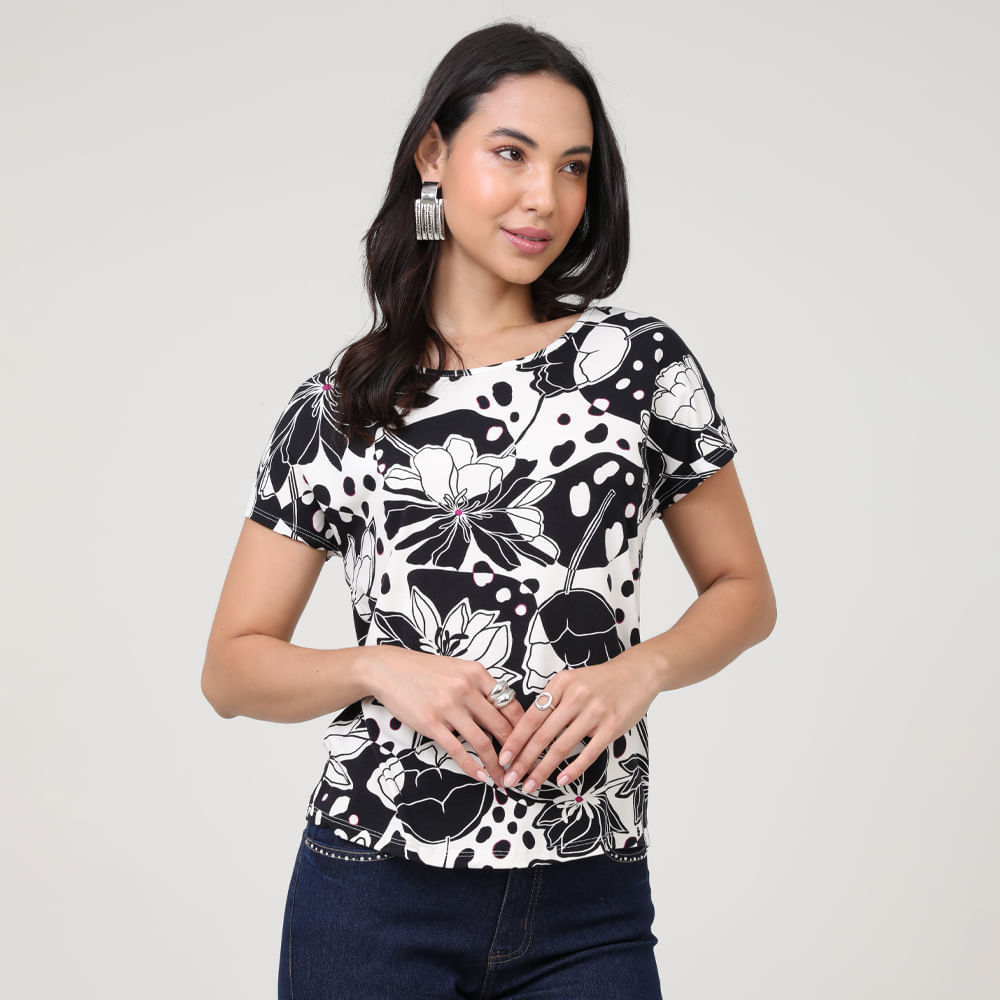 Blusa Estampada Floral Moderno Feminina Rovitex