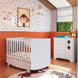 Quarto De Bebê Cômoda Com Janelas Losango E Berço Americano Kakau Retrô Espresso Móveis Branco Brilho