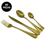 Jogo De Talheres 20 Kits De 4 Peças Conjunto Luxo Dourado