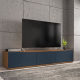 Rack Para Tv Até 60 Polegadas 180cm 2 Portas 1 Gaveta Eros Casa D Azul Cobalto/ Cedro