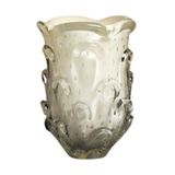 Vaso De Murano Com Aspente São Marcos - Cristal Pérola 26cm