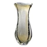 Vaso Em Cristal Murano Cinza Com Ouro São Marcos 42x17x15cm