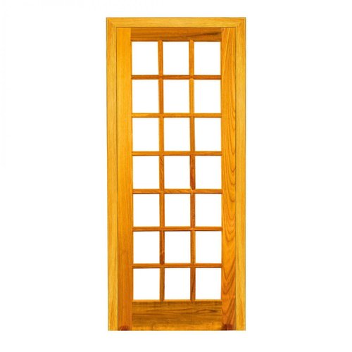 Folha de Porta Madeira Maciça 210x80cm Quadriculada Espessura 3,3cm Envernizada Jomadi Verniz Natural