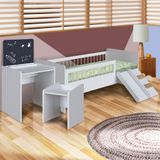 Conjunto Cama Montessoriana E Colchão Com Mesinha Com Lousa E Cadeirinha Infantil Branco Cassian Shop Jm