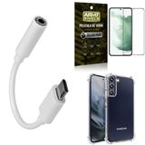 Capa Samsung S22 Plus + Adaptador Fone Tipo C/p2 + Película