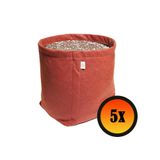 5 Vasos Plantas Feltro 20 Litros Cultivo Decoração Vermelho