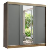 Guarda-roupa Madesa Reno 3 Porta Correr Espelho Rustic Cinza