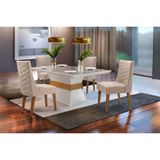 Sala De Jantar Lucy 120 Tampo Vidro 4 Cadeiras Veludo