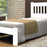 Cama De Solteiro Lisboa De Madeira Angelim Branco