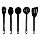 Jogo Conjunto De Talheres Nylon Utensílios Preto 5 Peças