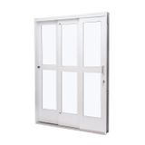 Porta De Aço De Correr 215x152cm 3 Folhas Com Vidro Liso Qualitysol Ramassol Branco