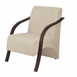 Poltrona Vênus 1 Lugar Braço Madeira D Salla Suede Cor Bege