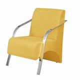 Poltrona Vênus 1 Lugar Braço Alumínio Suede Amarelo
