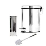 Kit Lixeira Com Pedal Inox 5 Litros + Escova Sanitária Inox