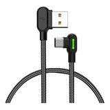 Cabo Carregador Usb Led Type-c Usb-c 90º 180cm - Preto