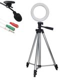 Kit Youtuber Ring Light 16cm Tripé 1,20m Microfone Lapela