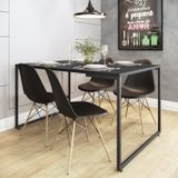 Conjunto Mesa De Jantar Industrial Com 4 Cadeiras Base Madeira Eames Espresso Móveis