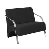 Poltrona 2 Lugares Vênus Braço Alumínio Suede Preto