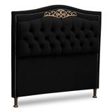 Cabeceira Estofada Cama Box Casal Belize 140cm Corino Preto