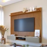 Painel Para Tv Até 75 Polegadas Ripado Loft 2,2m Imcal Nature/gianduia