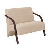 Poltrona Vênus 2 Lugares Braço Madeira Suede Bege