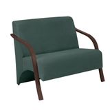Poltrona 2 Lugares Vênus Suede Braço Madeira Turquesa