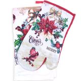 Kit Pano De Prato Felpudo E Luva De Forno Natal Bene Casa